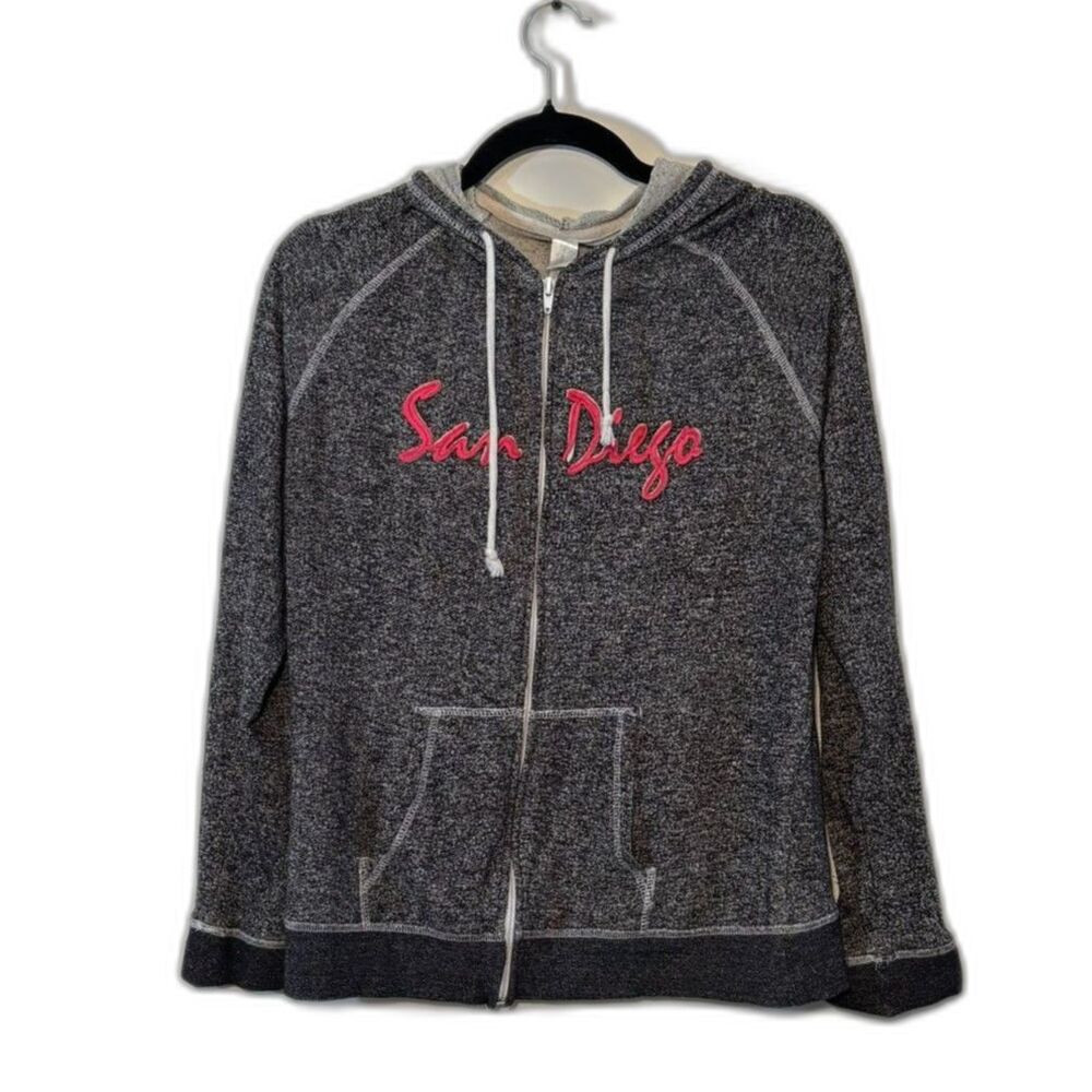 San Diego Marled Zip Up Hoodie Gray Pink Script Size XL